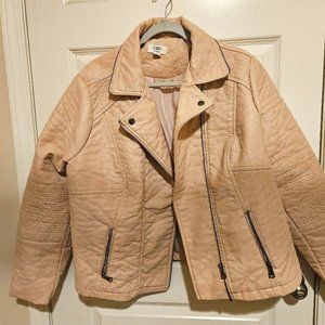 Pink leather look bomber style Jacket, women's size.